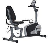 Homcom Bicicleta Estática con Respaldo 8 Niveles de Resistencia Magnética Longitud Ajustable Pantalla LCD para Casa Gris