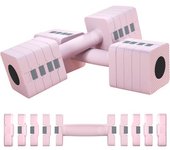SPORTNOW Juego de Mancuernas 5 kg con Mango Antideslizante y Diseño Cuadrado para Entrenamiento en Casa Gimnasio Rosa