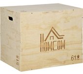 Homcom Caja Pliométrica de Madera 3 en 1 con 2 Mango Hueco Carga 120 kg para Casa Oficina Gimnasia 61x51x76 cm Madera Natural   Aosom España