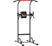 Homcom Torre de Ejercicios Estación Multifuncional con 7 Orificios para Entrenamiento Carga Máx.120 kg 123x98x189-239 cm Negro y Rojo   Aosom España