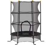 Homcom Trampolín Infantil Cama Elástica para Niños de +3 Años con Red de Seguridad Marco de Acero Carga 50 kg Ø163x190 cm Negro   Aosom España