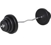 Homcom Barra de Pesas Curvada con Set de Musculación 8 Discos Intercambiables 2,5kg-15kg hasta 70 kg para Entrenamiento en Casa Negro   Aosom España