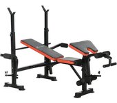 Homcom Banco de Pesas Multifuncional con Respaldo Ajustable, Soporte de Barras, Ideal para Entrenamiento de Musculación, Negro   Aosom España