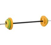 Homcom Set de Barra de Pesas con 6 Discos Multifunción 1,5kg 2,5kg 5kg para Entrenamiento de Fuerza y Brazos 130x28x28 cm Multicolor   Aosom España