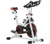 Homcom Bicicleta Estática Fitness Ciclo Indoor con Pantalla LCD Asiento Manillar Ajustable 8 kg Resistencia Regulable Acero Blanco   Aosom España