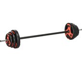 SPORTNOW Juego de Barra de Pesas con 6 Discos de Diferentes Pesos para Entrenamiento de Fuerza Ø17x140 cm Negro y Rojo   Aosom España
