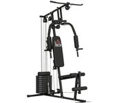 Homcom Multiestación Máquina de Musculación con Estribo para Piernas y Placas de Peso de 45 kg Carga Máxima 110 kg 135x103x210 cm Negro   Aosom España