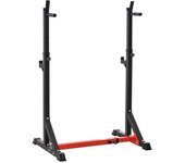Homcom Soporte Ajustable para Barras de Pesas Estante Soporte Multifuncional Carga 150 kg Altura Regulable de 121-171 cm Negro y Rojo   Aosom España