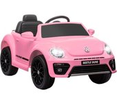 AIYAPLAY Coche Eléctrico para Niños de +3 Años Volkswagen Beetle con Batería 12V Mando a Distancia Faros Bocina y Música Rosa