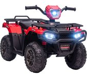 Homcom Quad Eléctrico para Niños, máx. 4 km/h, a partir de 3 años, Luces LED, Conector de Música, negro y rojo 88 x 45 x 50 cm