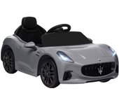 AIYAPLAY Coche Eléctrico Infantil Maserati Gran Turismo Folgore con Batería 12V Mando a Distancia Faros Bocina Música MP3 Gris