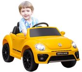 AIYAPLAY Coche Eléctrico para Niños de +3 Años Volkswagen Beetle con Batería 12V Mando a Distancia Faros Bocina y Música Amarillo