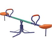 Outsunny Balancín para Niños Giratorio 360° con Barra con Longitud Ajustable Poste Amortiguador y Base de Acero Multicolor