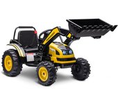 Tractor Excavadora Eléctrico para Niños de +3 Años con Batería 6V Pala Música y Luces Negro y Amarillo 132x62x65cm PP y metal HOMCOM   Aosom España