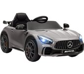 AIYAPLAY Coche Eléctrico para Niños de +3 Años Mercedes-Benz AMG GTR con Batería 12V Mando a Distancia Faros Bocina Música Plata