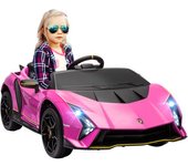 AIYAPLAY Coche Eléctrico para Niños Lamborghini Autentica con Batería 12V Mando a Distancia Faros Bocina Arranque Suave y Música MP3 Rosa