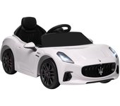 AIYAPLAY Coche Eléctrico Infantil Maserati Gran Turismo Folgore con Batería 12V Mando a Distancia Faros Bocina Música MP3 Blanco