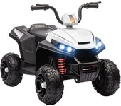 AIYAPLAY Quad Eléctrico para Niños de +3 Años con Batería 12V Faros Música Avance y Retroceso Carga 30 kg Blanco