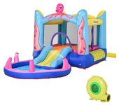 Outsunny Castillo Inflable con Tobogán Cama de Salto y Piscina para Niños de +3 Años con Inflador y Bolsa de Transporte 360x175x180 cm   Aosom España