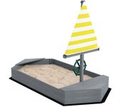 Outsunny Caja de Arena Infantil de Madera con Bandera y Timón en Forma de Velero para Patio Jardín 190x90x138 cm Girs Oscuro   Aosom España
