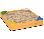 Outsunny Arenero Infantil de Madera para Niños de 3-8 Años con Tela no Tejida y 4 Asientos para Jardín 109x109x19,8 cm Natural   Aosom España