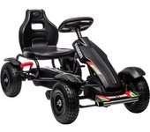 Homcom Go Kart a Pedales para Niños con Asiento Ajustable Neumáticos de Goma Freno de Mano Carga 50 kg 121x58x61 cm Negro   Aosom España