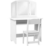 AIYAPLAY Set de Maquillaje para Niños con Tocador Espejo Triple Desmontable y Silla de Madera Blanco