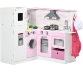 Homcom Cocina de Juguete para Niños 3-6 Años con Luces y Utensilios de Cocina Realistas, en MDF y PP, 84x93.5x85 cm