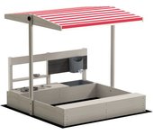 Outsunny Arenero de Madera para Niños con Techo Regulable con Juguetes de Cocina Juego para Niños de 3-7 Años 114x110x110 cm Gris   Aosom España