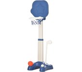 Homcom Canasta de Baloncesto 2 en 1 Juego de Golf para Niños +2 Años con Aro Ajustable 83-120 cm Pelotas 46x41x116-153cm Azul y Blanco   Aosom España