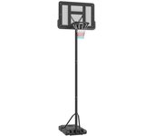 SPORTNOW Canasta de Baloncesto de Exterior 2 en 1 con Altura Ajustable 230-305 cm Aro de Baloncesto con Soporte Ruedas Base Negro