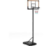 SPORTNOW Canasta de Baloncesto de Exterior con Altura Ajustable 235-264 cm Ruedas Base Rellenable Negro