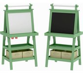AIYAPLAY Pizarra Infantil Caballete 3 en 1 Caballete de Pintura para Niños de Doble Cara con Rollo de Papel y Cestas Verde