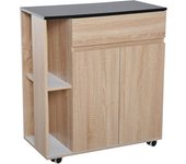 Homcom Carro de Cocina Carrito Servir Multiusos Estantería Carrito Auxiliar con Ruedas para Baño Dormitorio con Estante Cajón Armario 78x39,5x88,5 cm