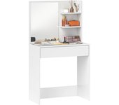 Homcom Tocador de Maquillaje con Espejo Mesa de Maquillaje con Cajón y Estantes Abiertos Blanco