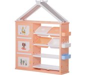 Homcom Estantería para Juguetes de Niños con Armario Estantes 4 Cajas 3 Cestas Naranja Pastel Organizador Habitación 128x34x155 cm   Aosom España