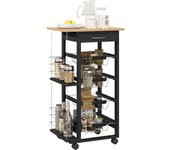 Homcom Carrito de Cocina con Ruedas Carrito Multiusos con Cajón 4 Cestas Extraíbles de Metal y Bastidores 47x37x83 cm Negro