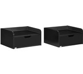 Homcom Juego de 2 Mesitas de Noche Flotantes de Pared con 1 Cajón para Dormitorio Moderno 40x30x19,5 cm Negro   Aosom España