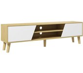 Homcom Mueble para TV de Salón Moderno con 2 Puertas 2 Estantes 5 Patas para Televisores hasta 65'' 150x30x42 cm Estilo Roble   Aosom España
