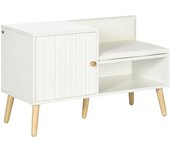 Homcom Banco Zapatero para 4 Pares con Compartimento Abierto y Asiento con Cojín para Entrada Pasillo 80x33x49 cm Blanco   Aosom España