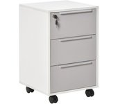 Homcom Cajonera Tipo Archivador Móvil de Oficina con 3 Cajones Cerradura Ruedas y Frenos para Documentos 40x40x63,5 cm Blanco y Gris   Aosom España