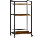 Homcom Carro Móvil con 3 Estantes Soporte de Impresora con Ruedas y Estantes Ajustables para Oficina 50x35x100,5 cm Marrón Rústico   Aosom España