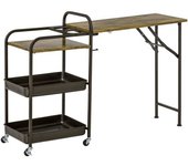 Homcom Carro de Cocina con Ruedas Carrito Auxiliar con Estantes de 3 Niveles y 2 Portavasos Multiusos para Comedor 118x36,5x82 cm   Aosom España