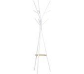Homcom Perchero de Pie Metálico para Colgar Ropa Bolsas 9 Ganchos con Estante Forma de Árbol Perchero Vintage 45x45x180cm Blanco   Aosom España