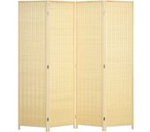 Homcom Biombo de 4 Paneles Plegable 180x180 cm Separador de Ambientes Tejido a Mano de Bambú para Decoración de Salón Natural   Aosom España