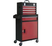 Homcom Carro de Herramientas Caja de Herramientas de Acero Carro de Taller con Ruedas Puerta y Cajones para Taller Garaje Rojo