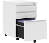 Vinsetto Cajonera de Oficina con Ruedas Mueble con Cerradura 2 Cajones y 1 Archivador para Tamaño A4 Carta 39x48x60 cm Blanco   Aosom España