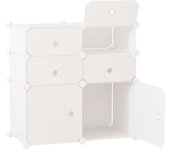 Homcom Armario Modular de Plástico Estantería Organizadora 6 Cubos para Ropa Zapatos con Pegatinas Adhesivas Diseño Moderno Blanco   Aosom España