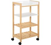 Homcom Carrito de Cocina Carrito de Servicio Doméstico de 4 Niveles con Una Bandeja Extraíble Estante Ruedas Universales 40x30x76cm   Aosom España
