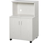 Homcom Aparador Auxiliar para Microondas Armario de 2 Puertas y Estante Ajustable con Ruedas Carga 70 kg 60,4x40,3x97 cm   Aosom España